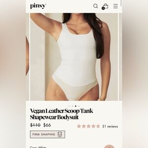 NEW white Vegan Leather Scoop Tank Shapewear Bodysuit size 2X